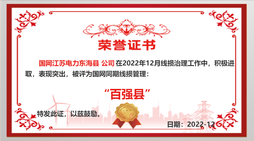 國網(wǎng)東?？h供電公司同期線損工作再獲佳績