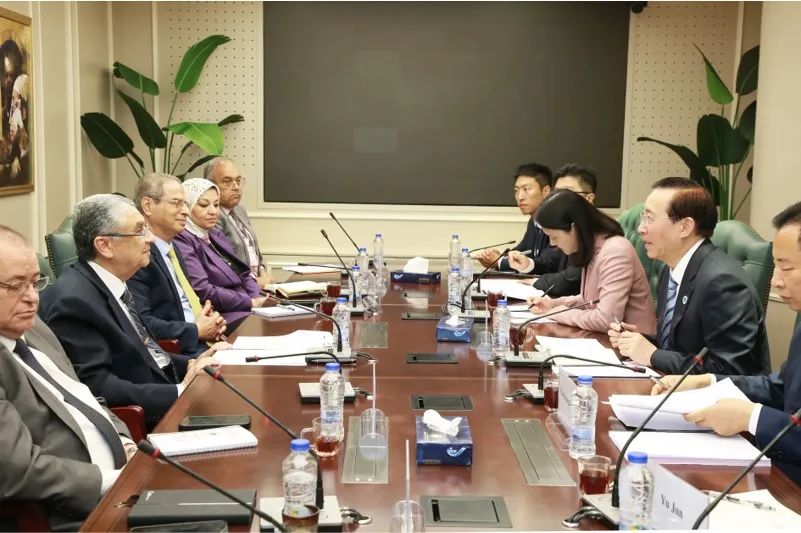 國家電網(wǎng)董事長辛保安與埃及電力部部長沙赫爾、中國駐埃及大使廖力強會談